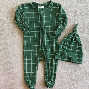 Spearmint Love Green Checkered One Piece with Hat